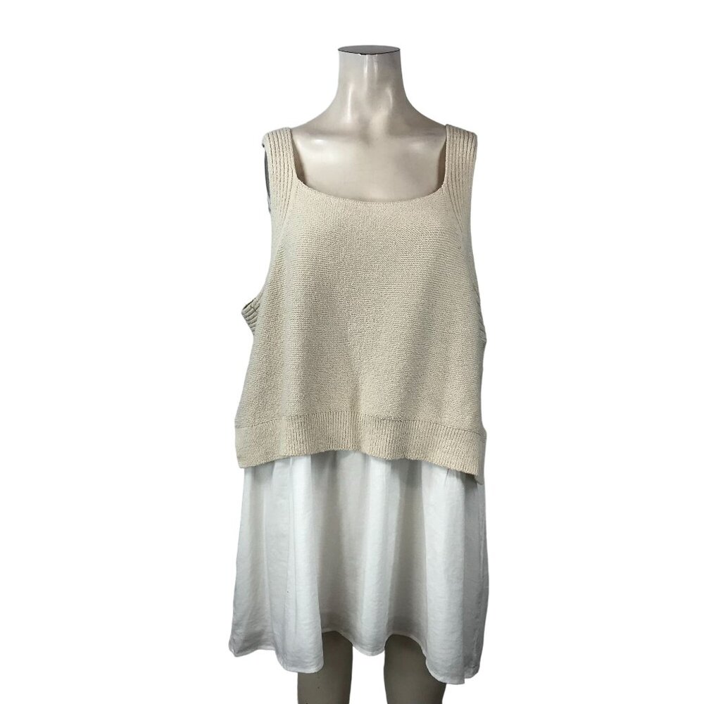 Anthropologie Cream and White Layered Tank Top